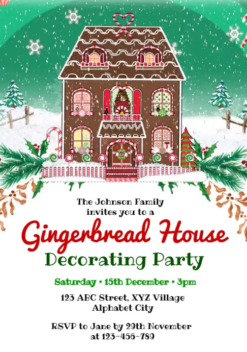 Gingerbread House Decorating Invitation Template | PosterMyWall Gingerbread House Decorating Invitation Template | PosterMyWall
