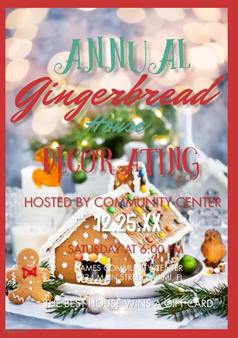 Copy of Gingerbread House Party Flyers Poster Templat | PosterMyWall