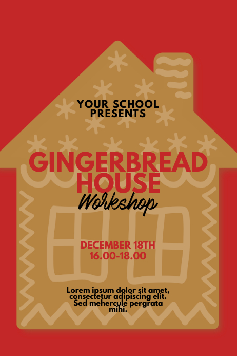 Gingerbread House Workshop Flyer design Template | PosterMyWall