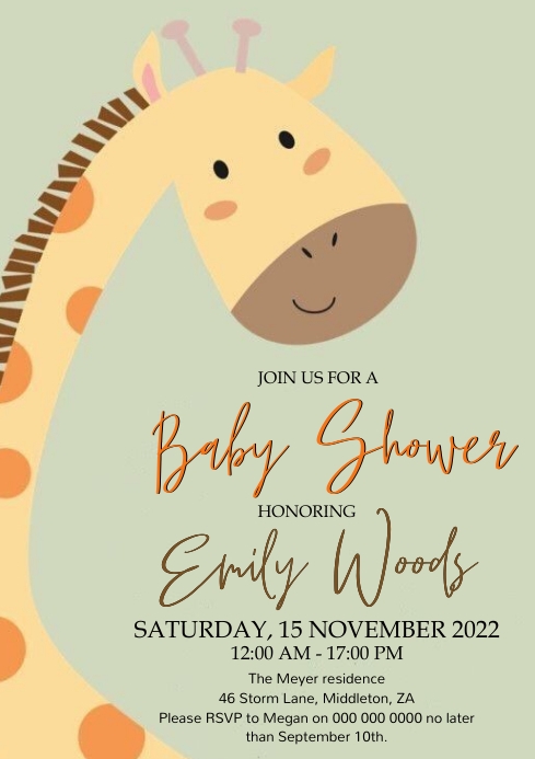 GIRAFFE baby shower Invitation Template (1) | PosterMyWall
