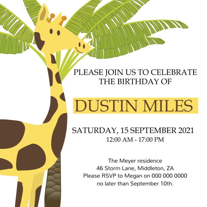 Girafe Safari Theme Anniversaire Modele Postermywall Girafe Safari Theme Anniversaire Modele Postermywall