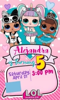 Girl's Birthday Invitation Template US Legal