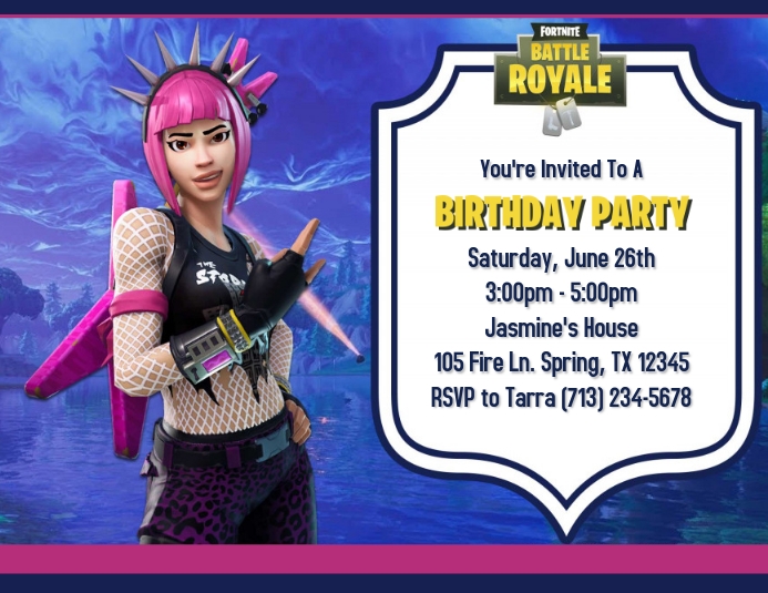 Girl S Fortnite Birthday Invitation Template Postermywall