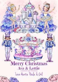 Girl's Nutcracker Christmas Card A6 template