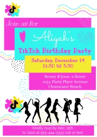 53 000 tik tok birthday invitation template customizable design templates postermywall
