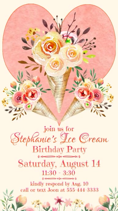 Girl's Birthday Party Invitation Instagram Story template