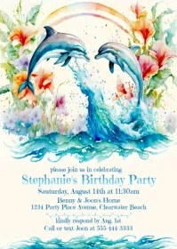 Girl's Birthday Party Invitation A6 template