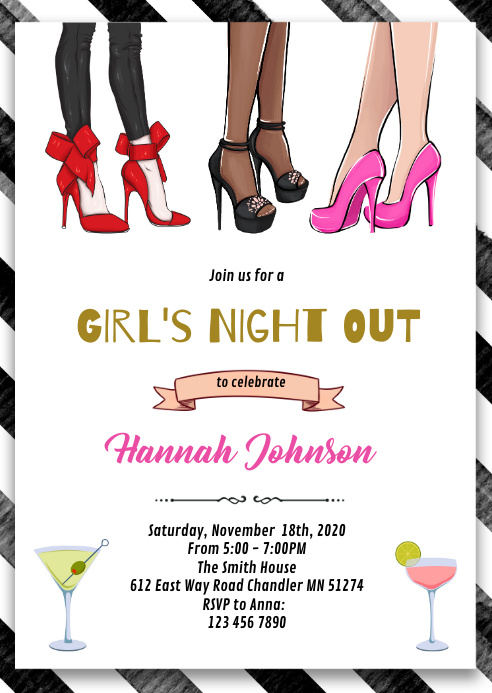 Girl's night out invitation Template | PosterMyWall