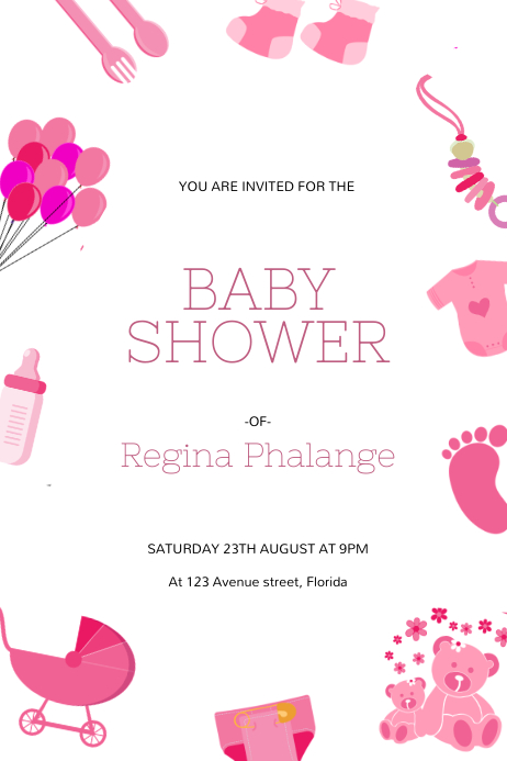 Girl Baby Shower Flyer Design Template Postermywall