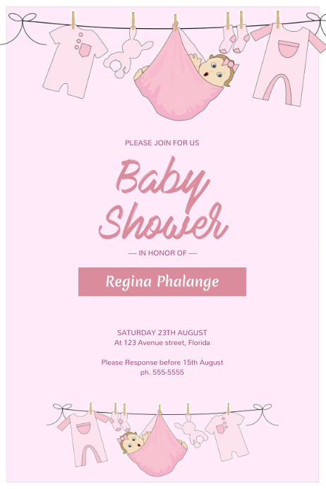 Copy Of Girl Baby Shower Flyer Template Postermywall