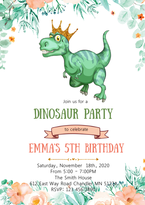 Modele Fille Dinosaure Anniversaire Invitation Invitation Postermywall Modele Fille Dinosaure Anniversaire Invitation Invitation Postermywall