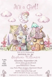 Girl Fairy-Tale Baby Shower Invitation Illustration Pinterest template