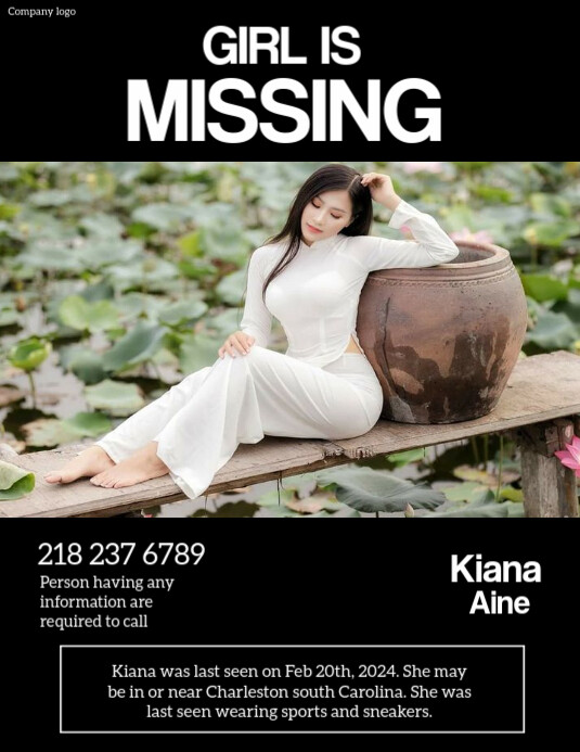 Girl missing Flyer (US Letter) template