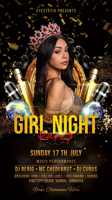 Girl Night Party Flyer Poster Template Postermywall