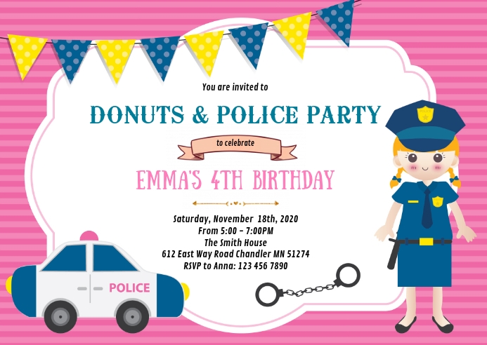 Modele Fille Police Anniversaire Fete Invitation Postermywall Modele Fille Police Anniversaire Fete Invitation Postermywall
