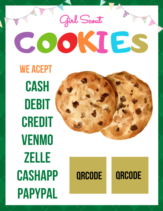 Girl Scout Cookie Booth Sign, Ulotka (US Letter) template