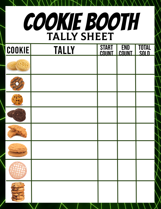 Girl Scout Cookie Booth Tally Sheet Template PosterMyWall girl-scout-cookie-booth-tally-sheet-template-postermywall