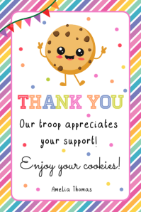 Girl Scout Cookie Thank You Gift Tag Banner 4' × 6' template