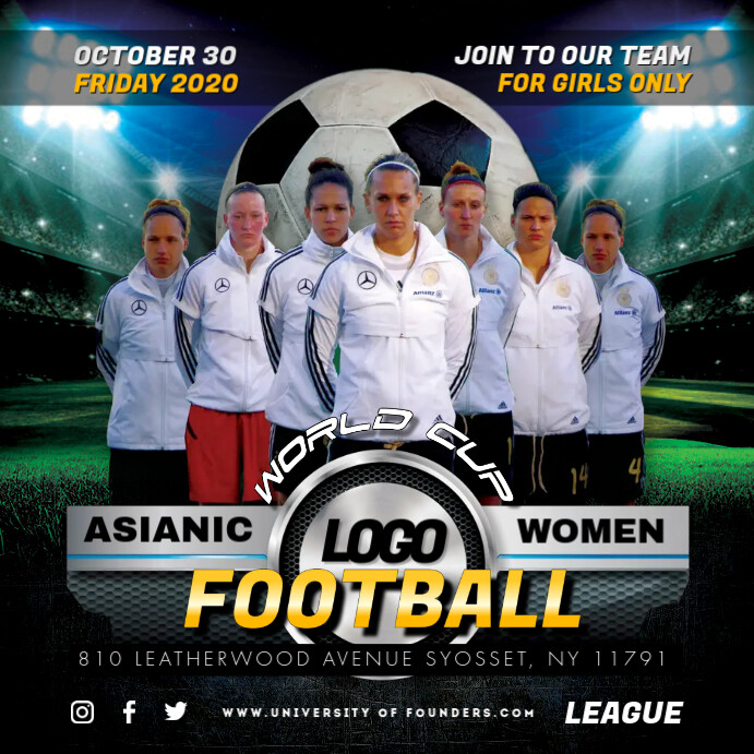 Girls' Football Team Try Outs Instagram Post template