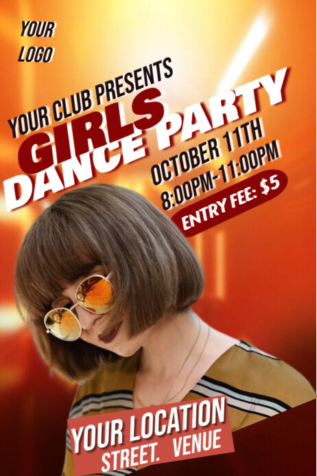 Girls club party night music dance Plakat template