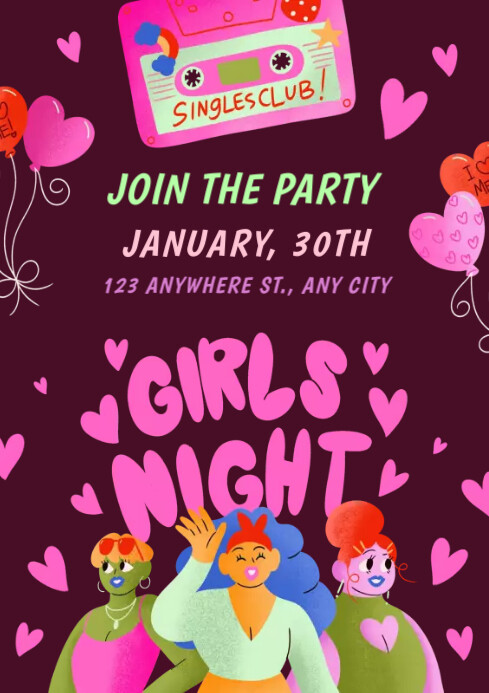 Girls Night A4 Template | PosterMyWall