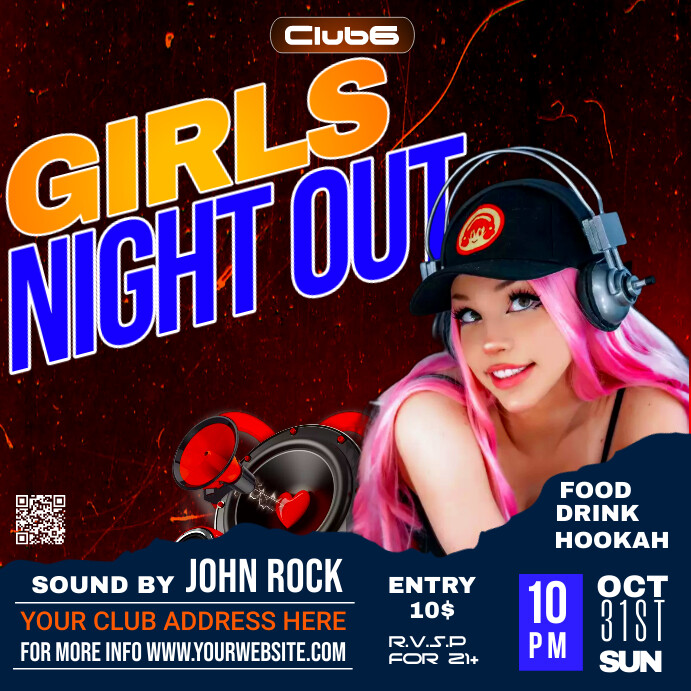 girls night club party Instagram Post template