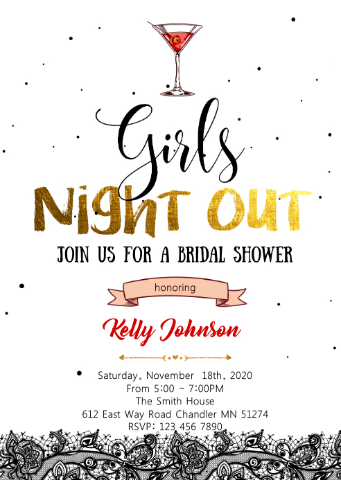 Copy of Girls night out bachelorette party invitation | PosterMyWall