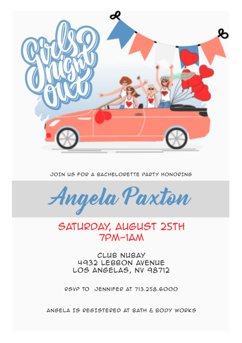 Girls Night Out Bachelorette Party Invitation Template | PosterMyWall