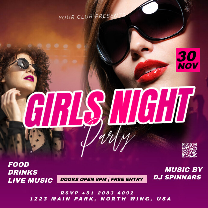 girls night out Instagram Post template