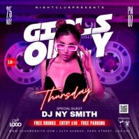 Girls Only party Kvadrat (1:1) template