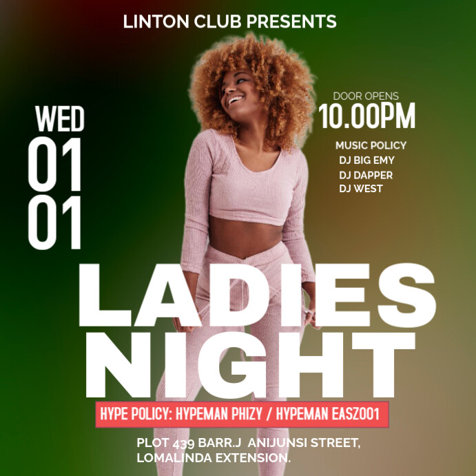 Girls Only Party  Female DJ Night Message Instagram template