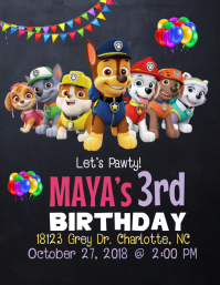 Girls Paw Patrol Birthday Invitation Flyer (US Letter) template