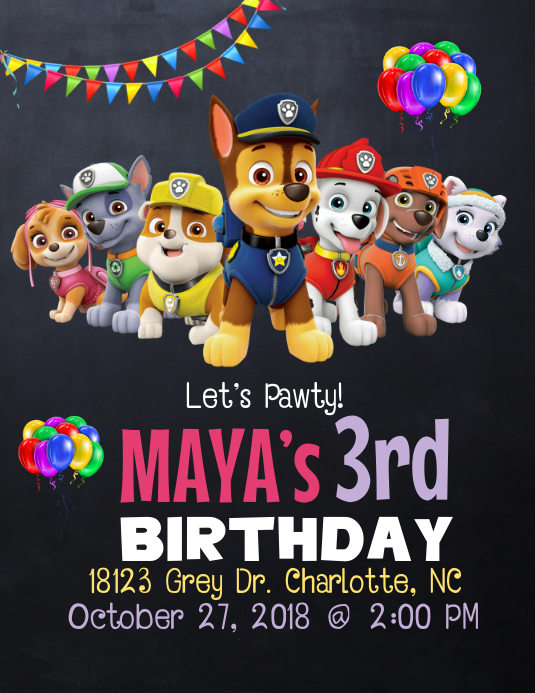 Girls Paw Patrol Birthday Invitation Template Postermywall
