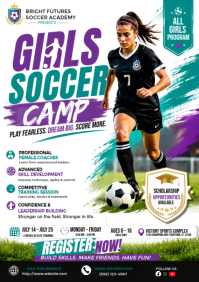 White Girls Soccer Camp A4 Template