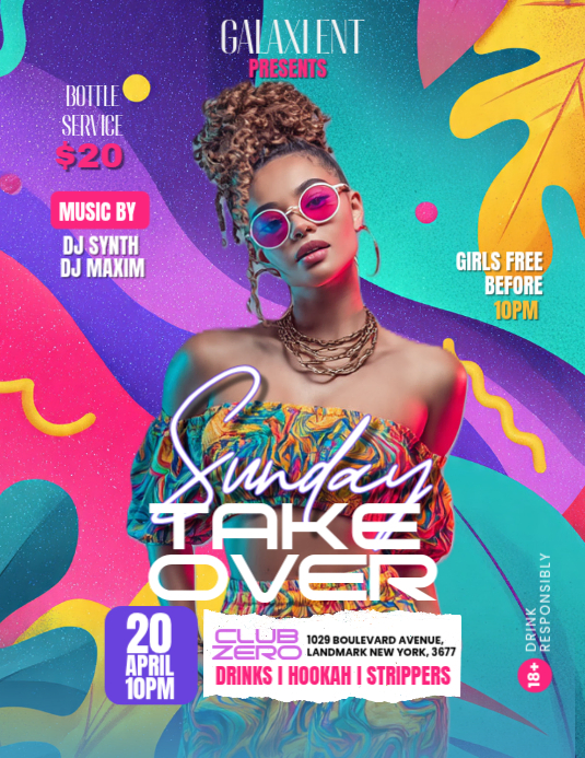 Modèle Girls Sunday Night Takeover Flyer | PosterMyWall