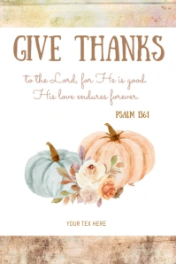 Give Thanks Bible Verse Printable Tag Banner 4' × 6' template