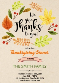 Give thanks party invitation A6 template