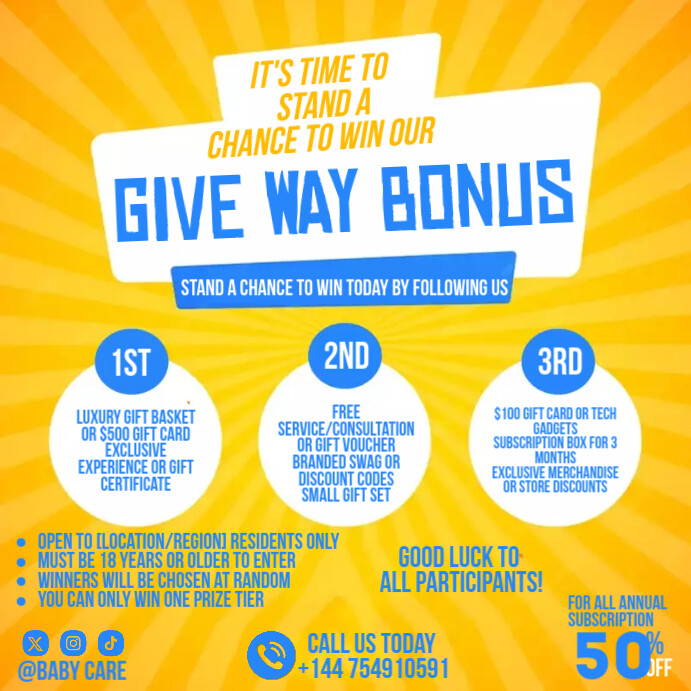 Copy of Give way bonus | PosterMyWall