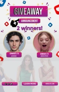 Delightful giveaway annoucement 2 winners template Tabloid