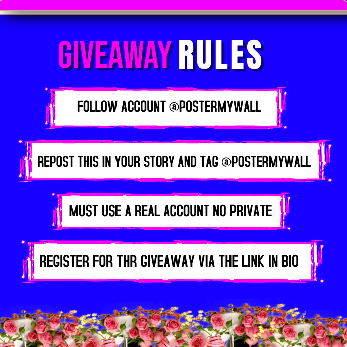 Giveaway rules design template flyer Publicação no Instagram