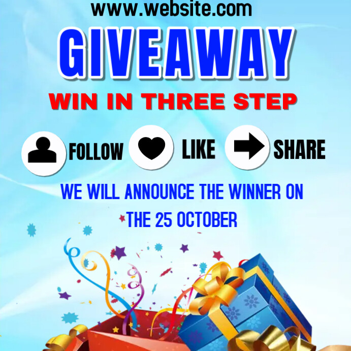 Giveaway rules design template flyer Message Instagram