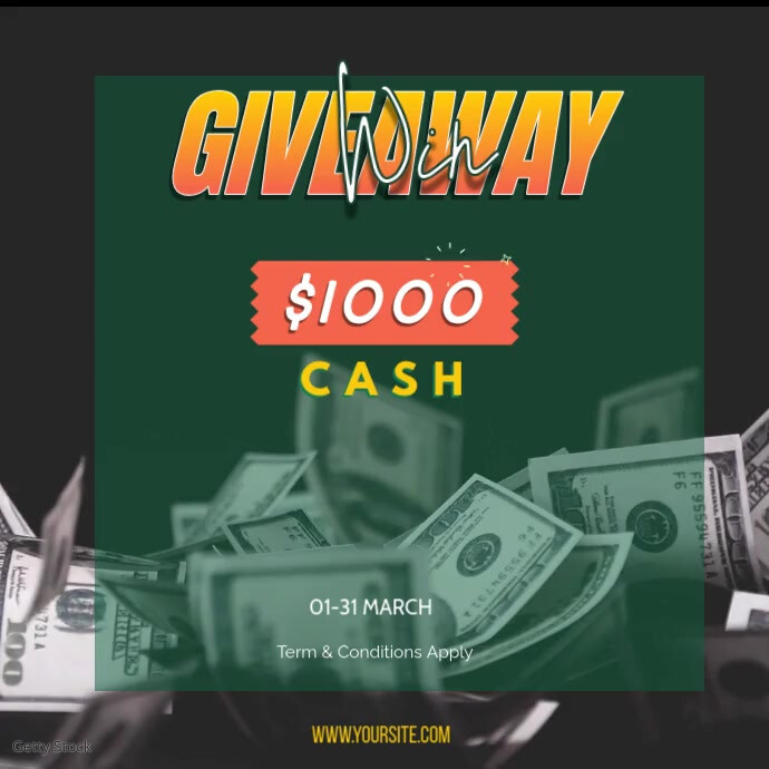 giveaway win $1000 Instagram 帖子 template