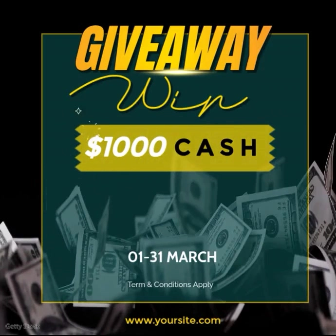 Modern Cash Giveaway Social Media Template | $1000 Prize Contest Post