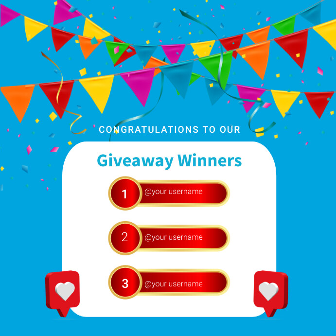 GIVEAWAY WINNERS TEMPLATE | PosterMyWall