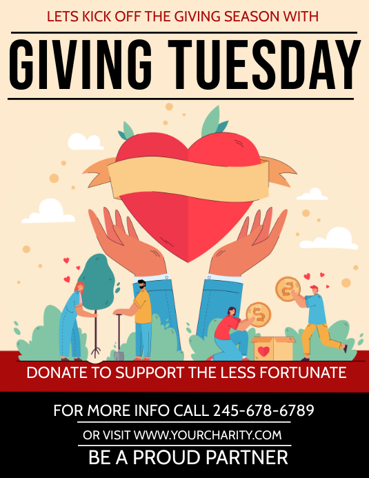 giving tuesday, charity poster Flyer (US Letter) template