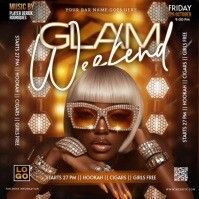 Glam glamour night club party event template design Сообщение Instagram