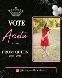 Glamorous Black & Pink Prom Queen Election Campaign Poster Instagram Portrait template