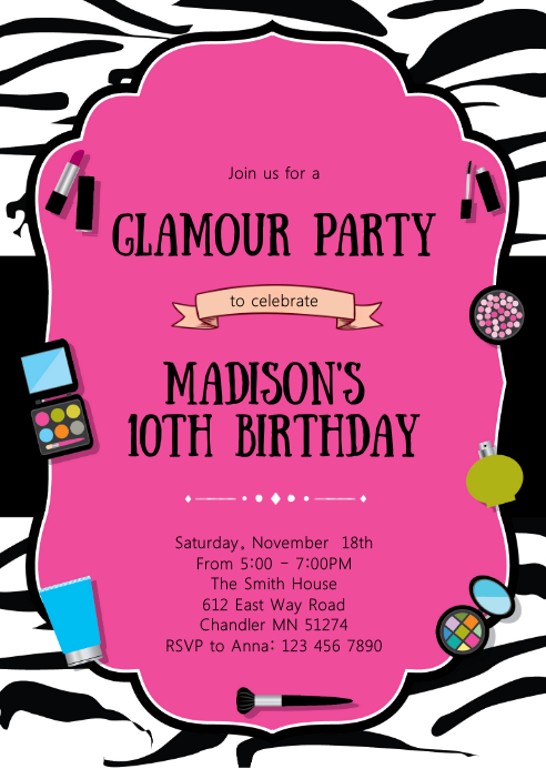Modele Glamour Maquillage D Invitation D Anniversaire Postermywall Modele Glamour Maquillage D Invitation D Anniversaire Postermywall