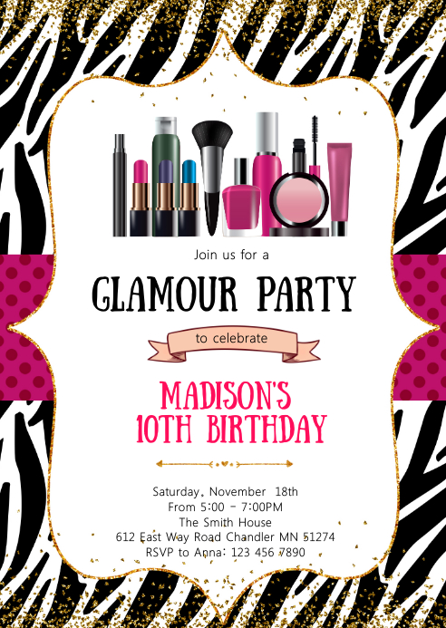 Modele Glamour Maquillage D Invitation D Anniversaire Postermywall