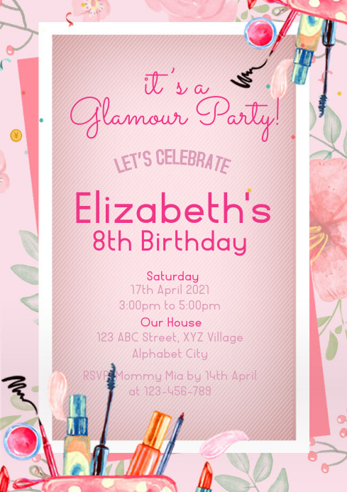 Glamour Party Invitation A4 template